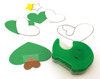 Heart Paper Christmas Tree Ornament step 2 tape large green heart over small brown heart