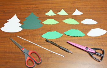 Layered Christmas Tree step 1 cut shapes and ribbon