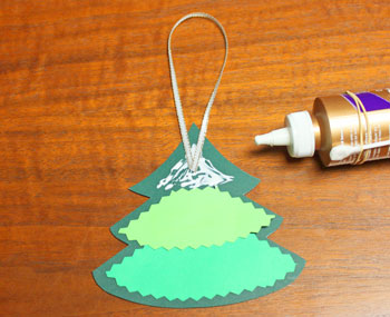 Layered Christmas Tree step 5 glue hanging loop on opposite side