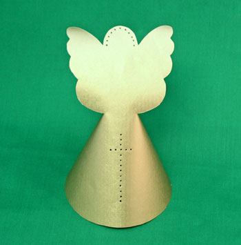 Paper Cone Angel with Wings on display