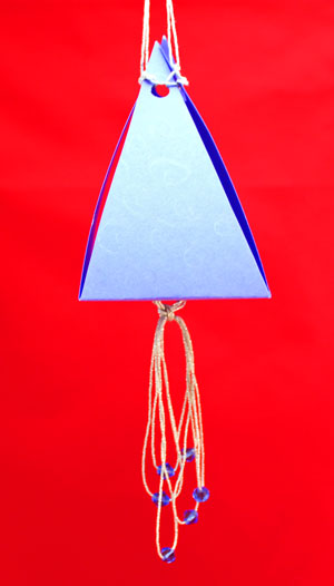 Pyramid Box Ornament large finished in blue
