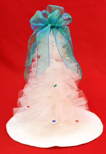 Tulle and Chenille Christmas Tree finished and on display