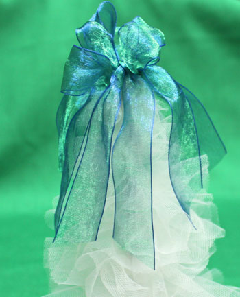 Tulle and Chenille Christmas Tree step 15 trim ribbon ends