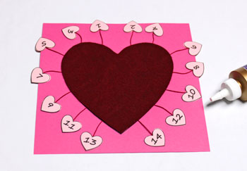 Valentine Advent Calendar step 11 glue overlay heart